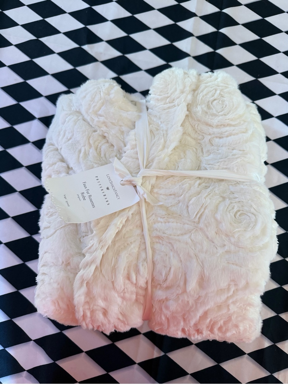 LoveShackFancy White Floral Bath Robe Womens Size Large Pockets Belted NEW